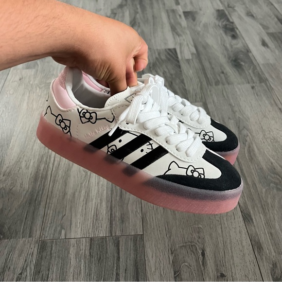 Hello Kitty Shoes - Hello Kitty Adidas X Sambae Bubble Gum Black Suede Size 6 Extremely Rare!!!